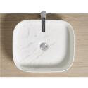 Vasque à poser rectangle en céramique effet marbre 45x38cm