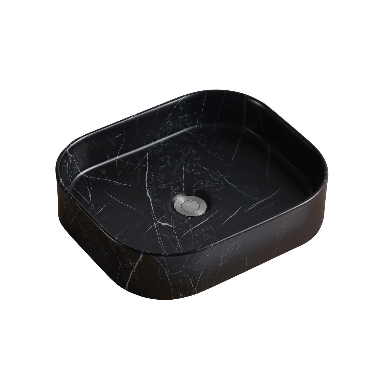 Vasque à poser rectangle en céramique effet marbre 45x38cm