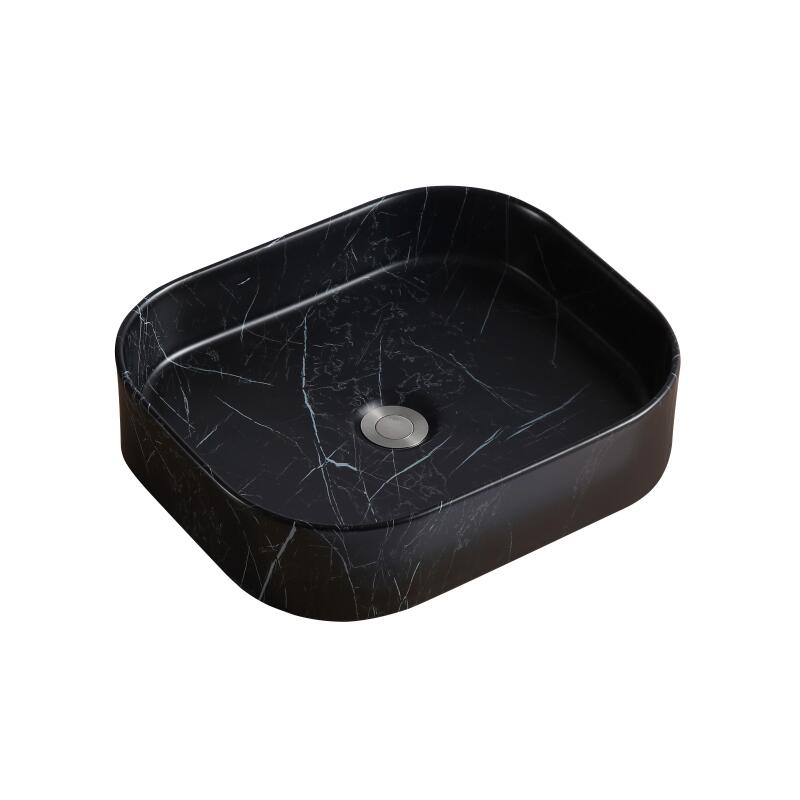 Vasque à poser rectangle en céramique effet marbre 45x38cm