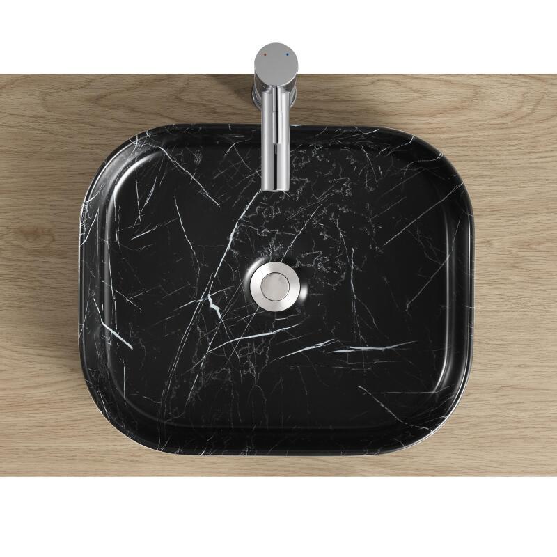 Vasque à poser rectangle en céramique effet marbre 45x38cm