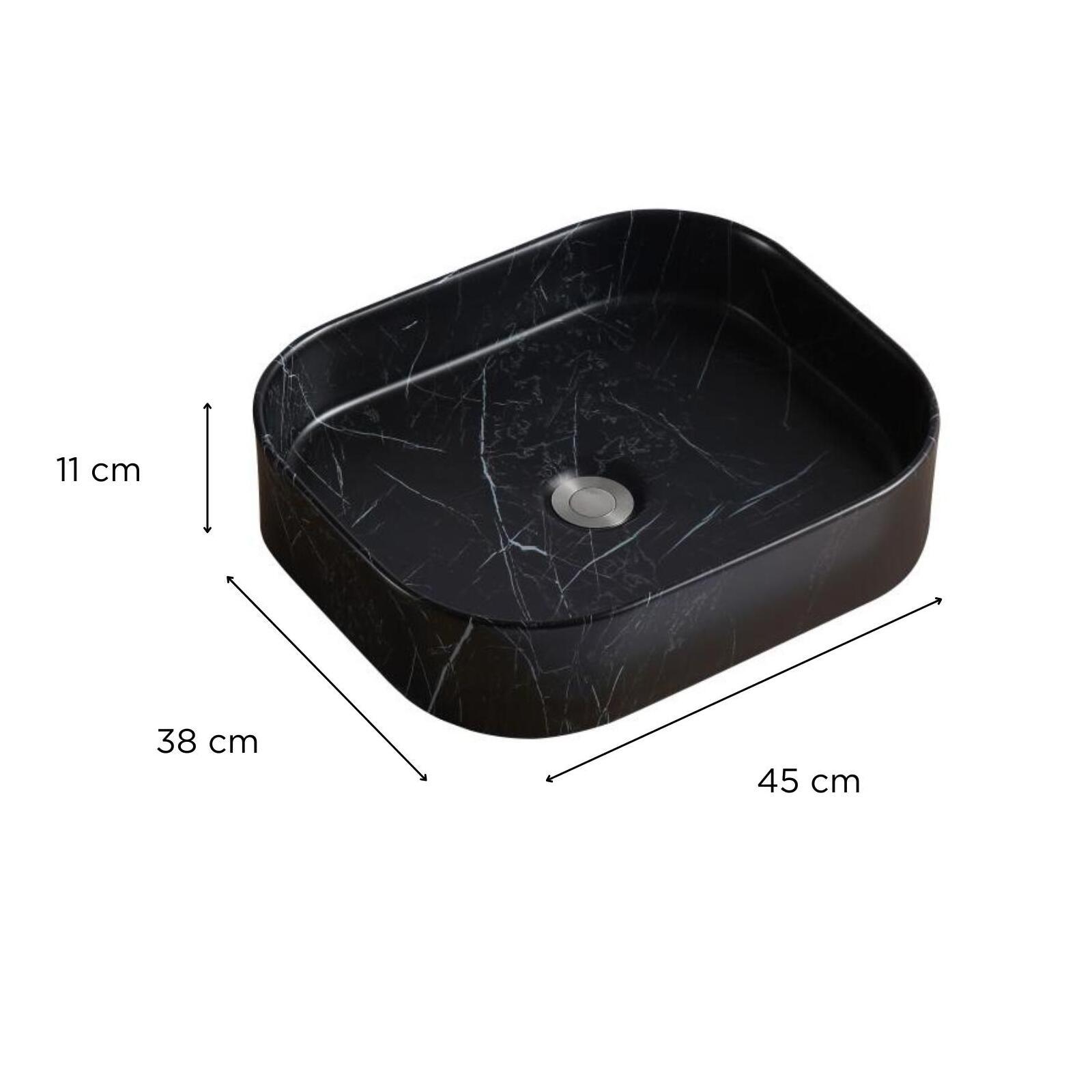 Vasque à poser rectangle en céramique effet marbre 45x38cm