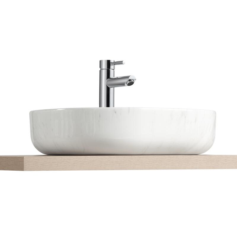 Vasque à poser ovale en céramique effet marbre 48x37cm