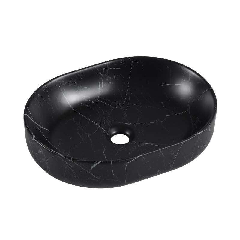 Vasque à poser ovale en céramique effet marbre 48x37cm