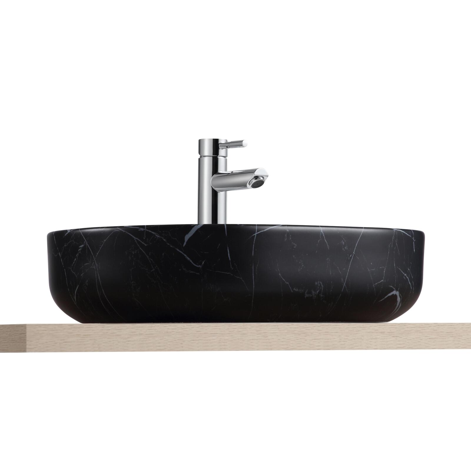 Vasque à poser ovale en céramique effet marbre 48x37cm