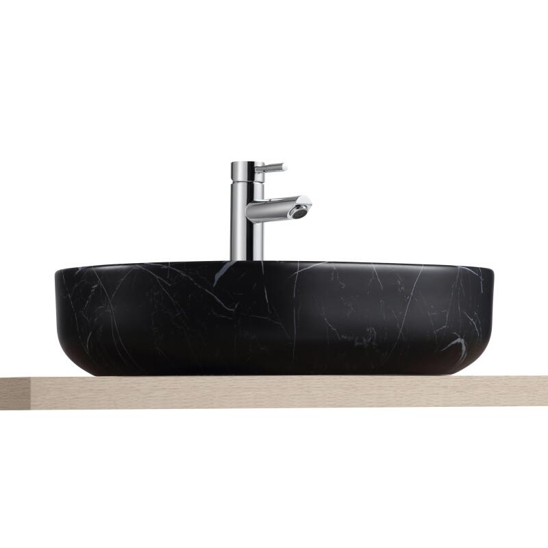 Vasque à poser ovale en céramique effet marbre 48x37cm