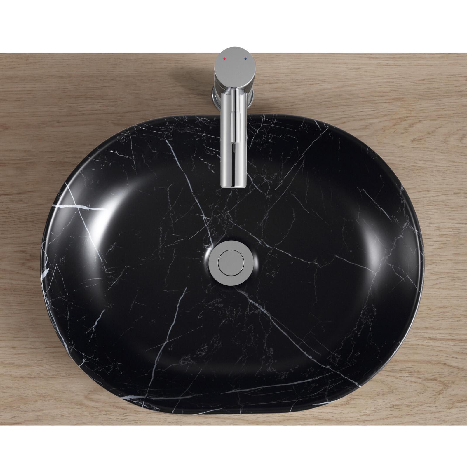 Vasque à poser ovale en céramique effet marbre 48x37cm