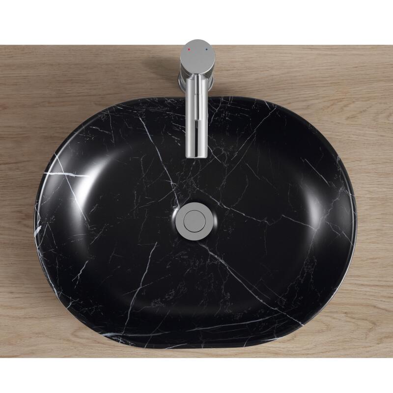 Vasque à poser ovale en céramique effet marbre 48x37cm