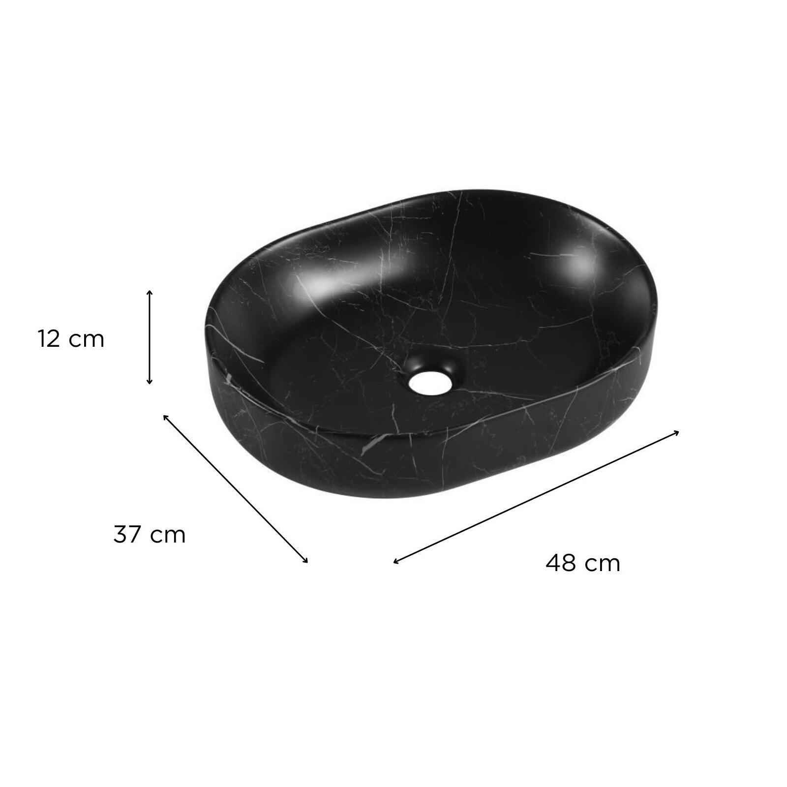 Vasque à poser ovale en céramique effet marbre 48x37cm