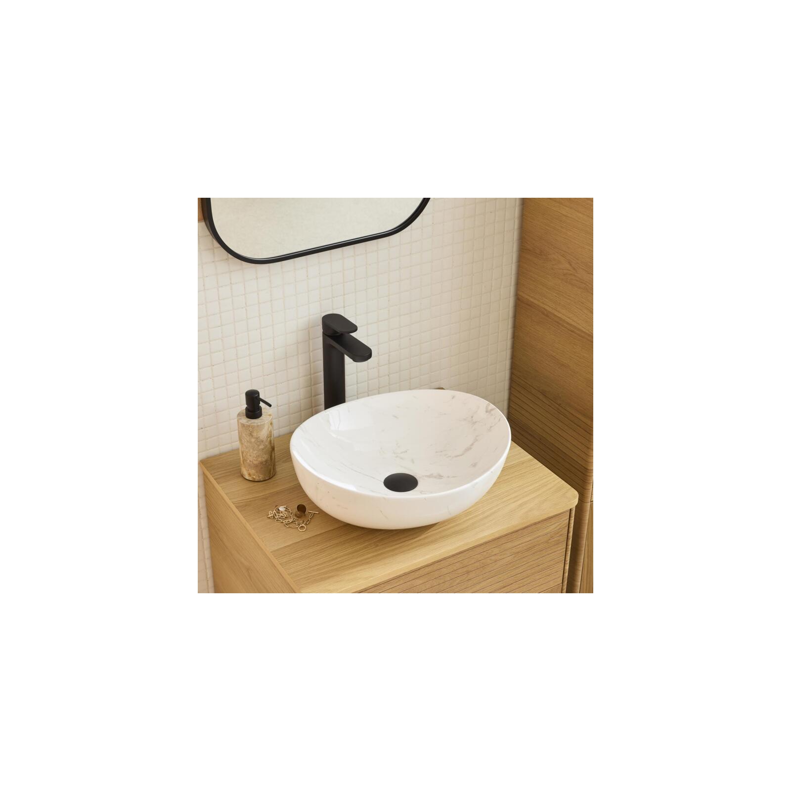 Vasque à poser ovale en céramique 42x37cm