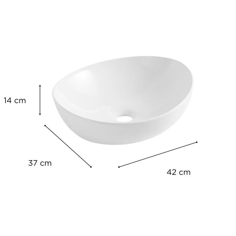Vasque à poser ovale en céramique 42x37cm