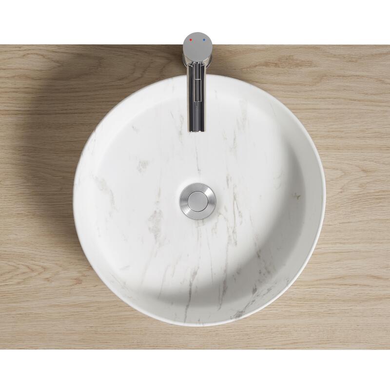 Vasque à poser ronde en céramique effet marbre D38cm