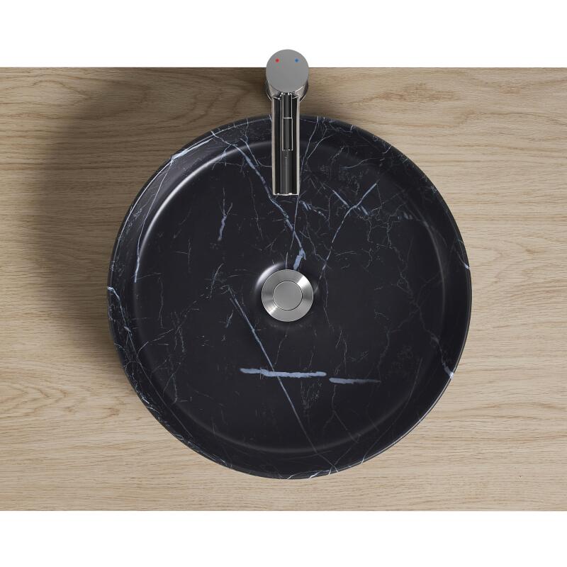 Vasque à poser ronde en céramique effet marbre D38cm