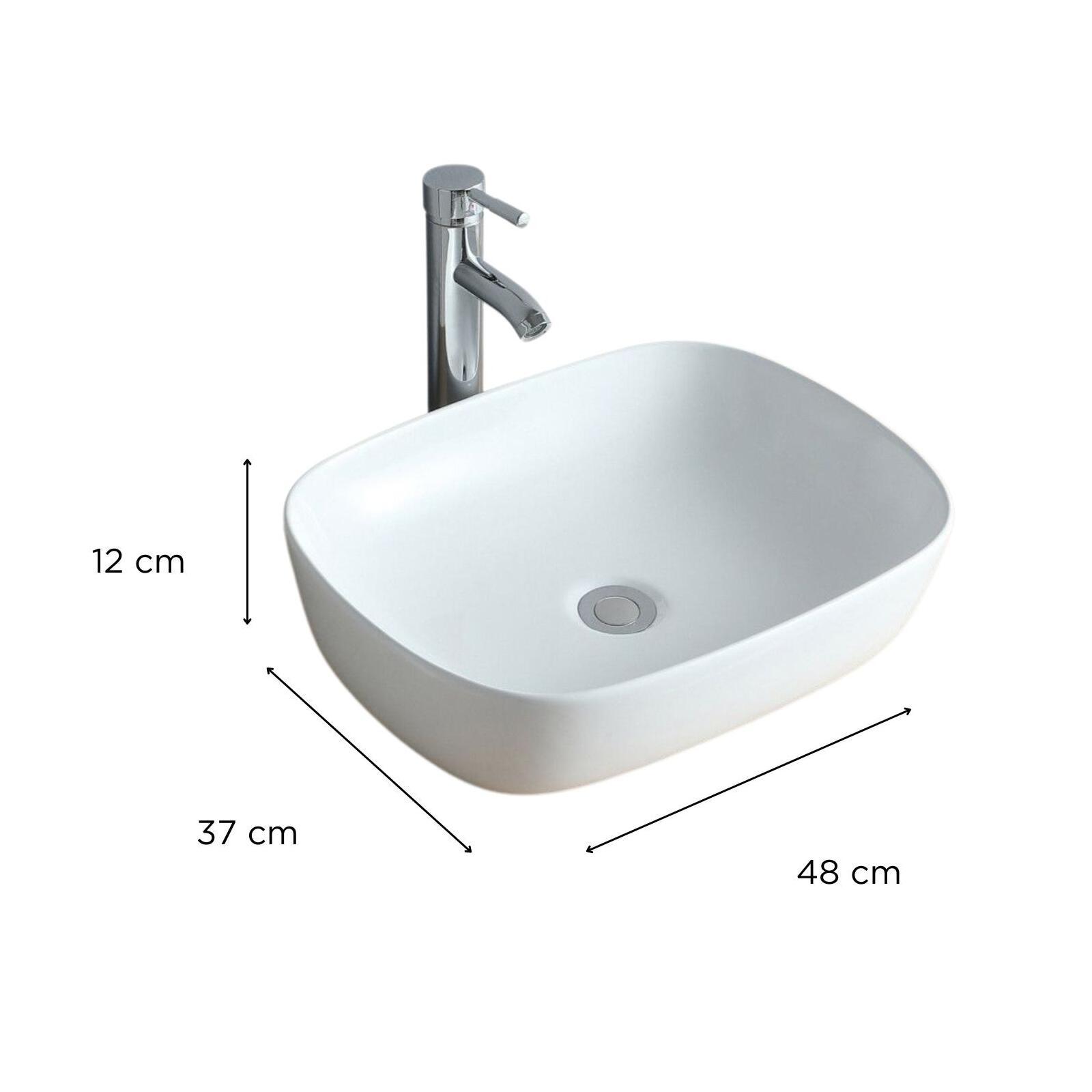 Vasque ovale à poser en céramique blanche 48 x 37 cm TOMY