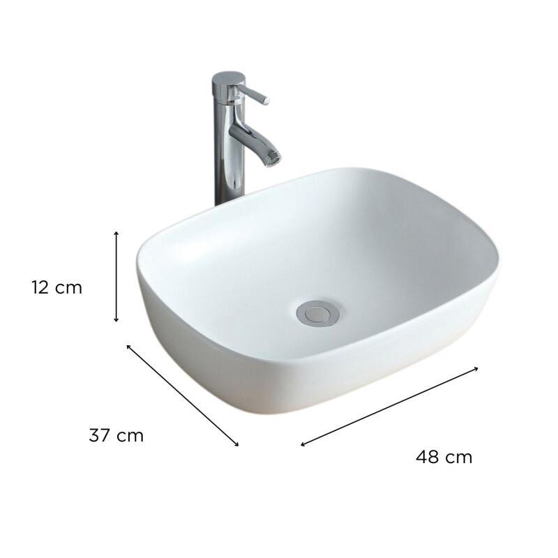 Vasque ovale à poser en céramique blanche 48 x 37 cm TOMY