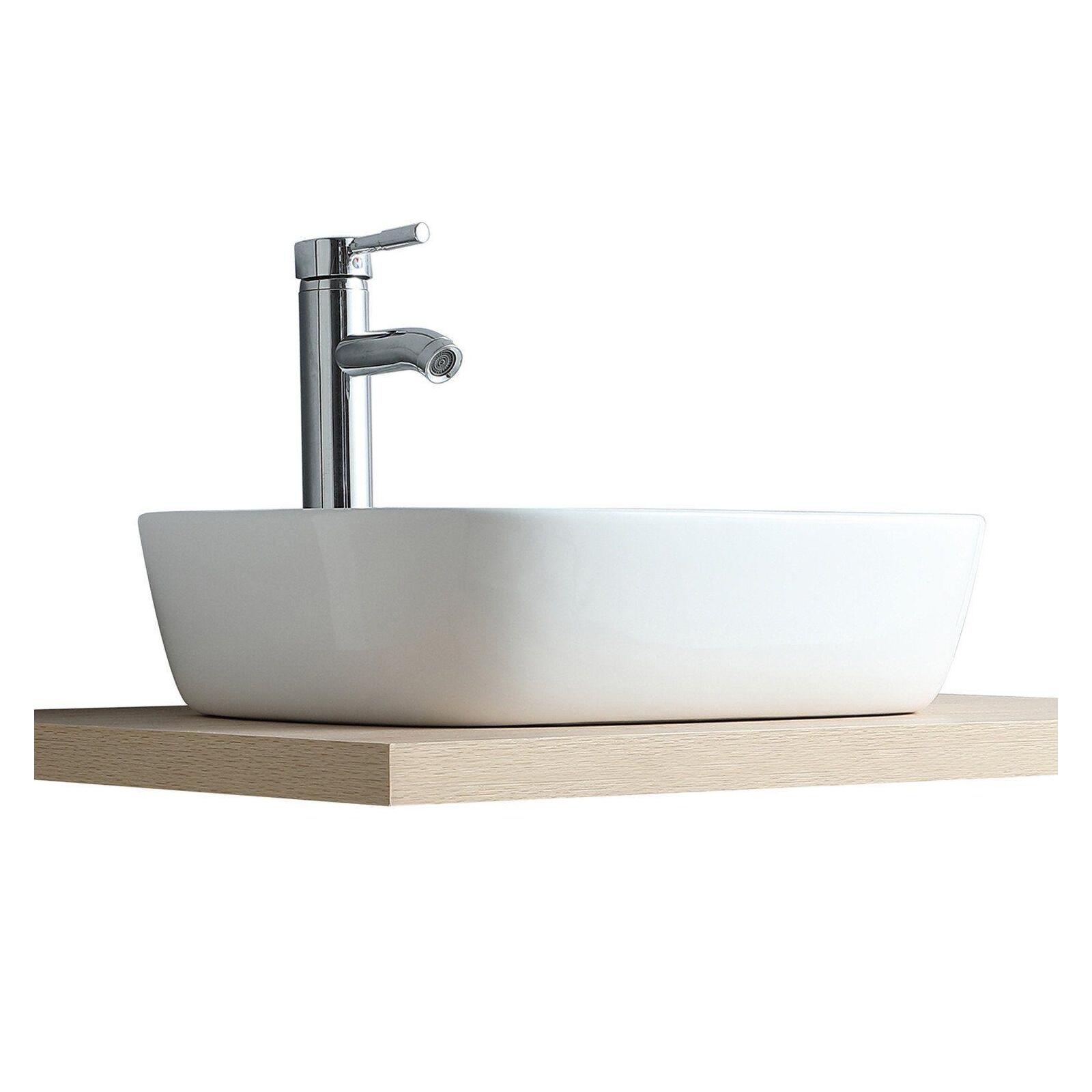 Vasque ovale à poser en céramique blanche 48 x 37 cm TOMY