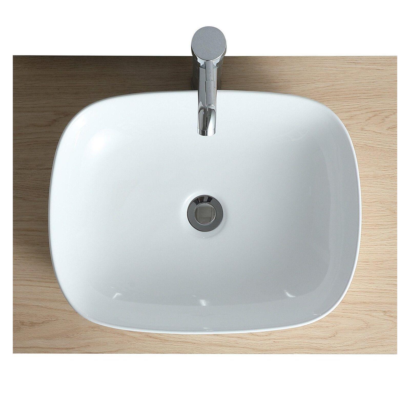 Vasque ovale à poser en céramique blanche 48 x 37 cm TOMY