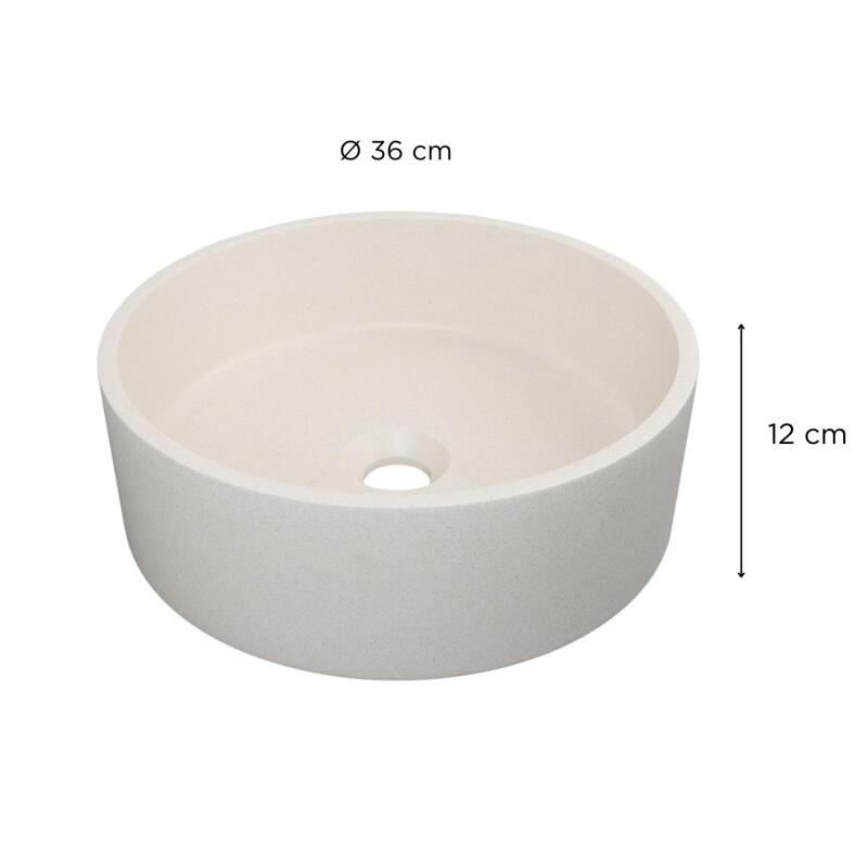 Vasque à poser ronde en grès 36cm