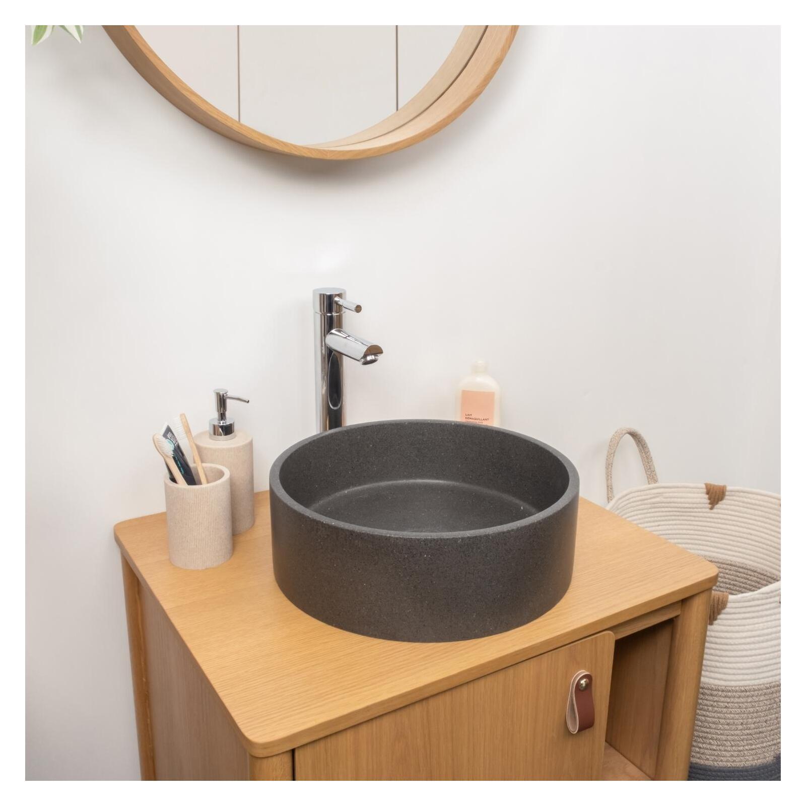 Vasque à poser ronde en grès 36cm