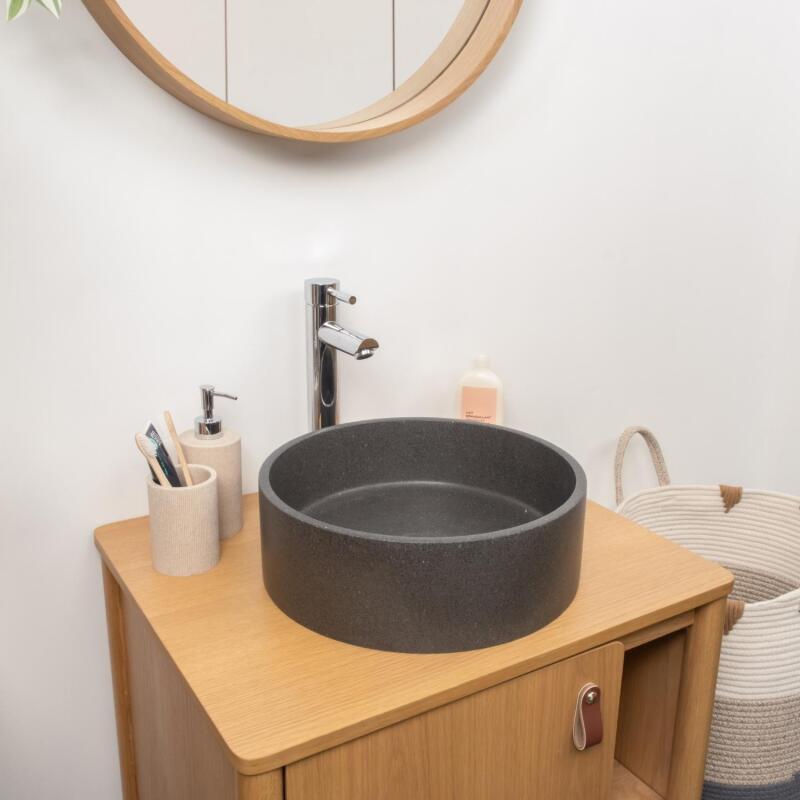 Vasque à poser ronde en grès 36cm