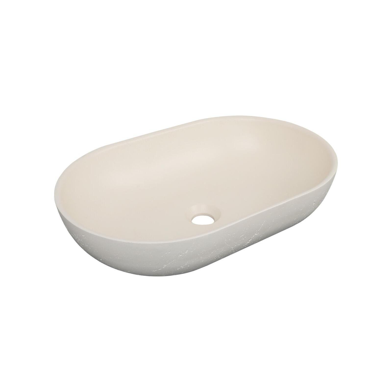 Vasque à poser ovale en béton travertin 53x35cm Vasque à poser ovale en béton travertin 53x35cm