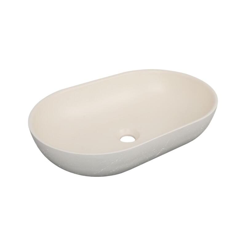 Vasque à poser ovale en béton travertin 53x35cm