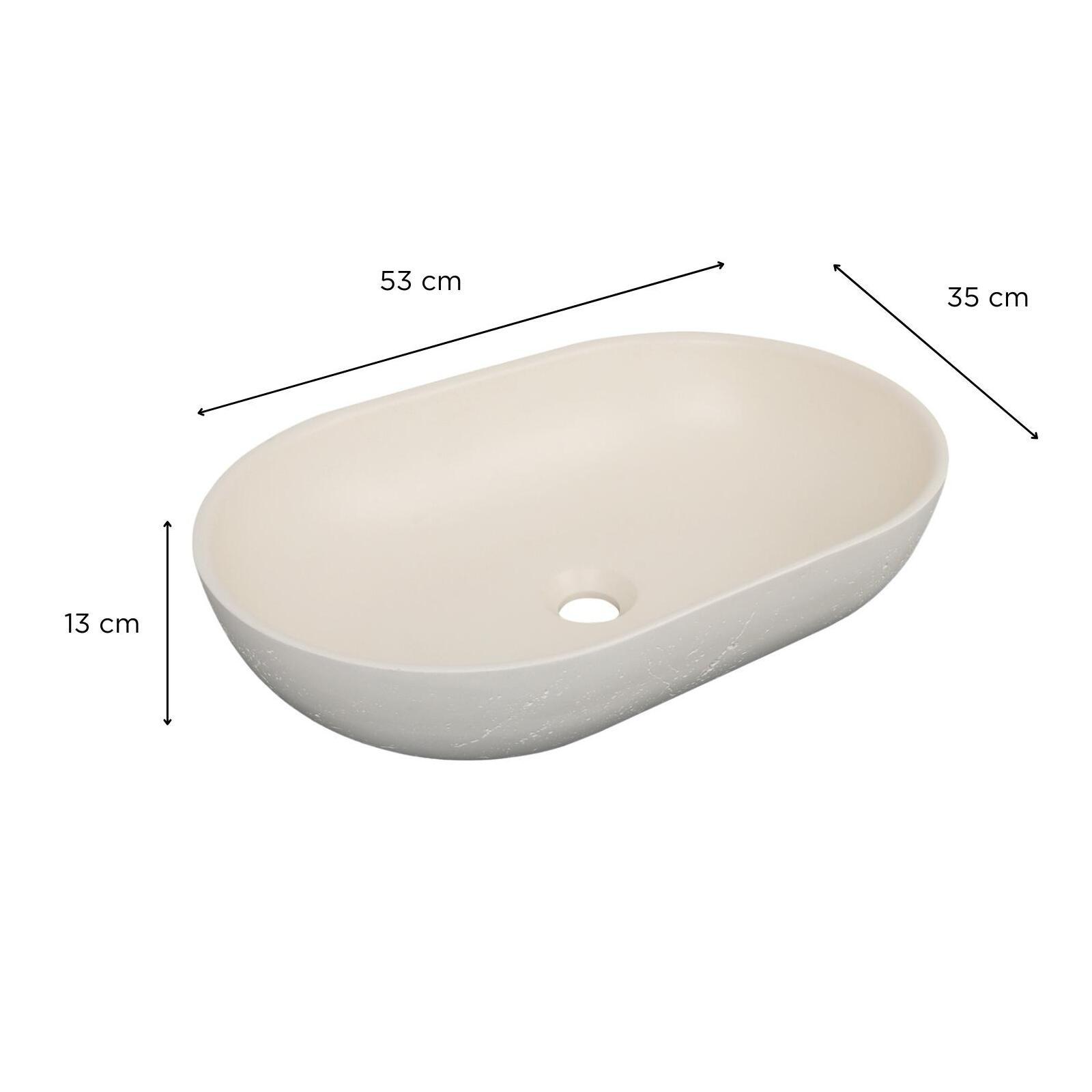 Vasque à poser ovale en béton travertin 53x35cm Vasque à poser ovale en béton travertin 53x35cm