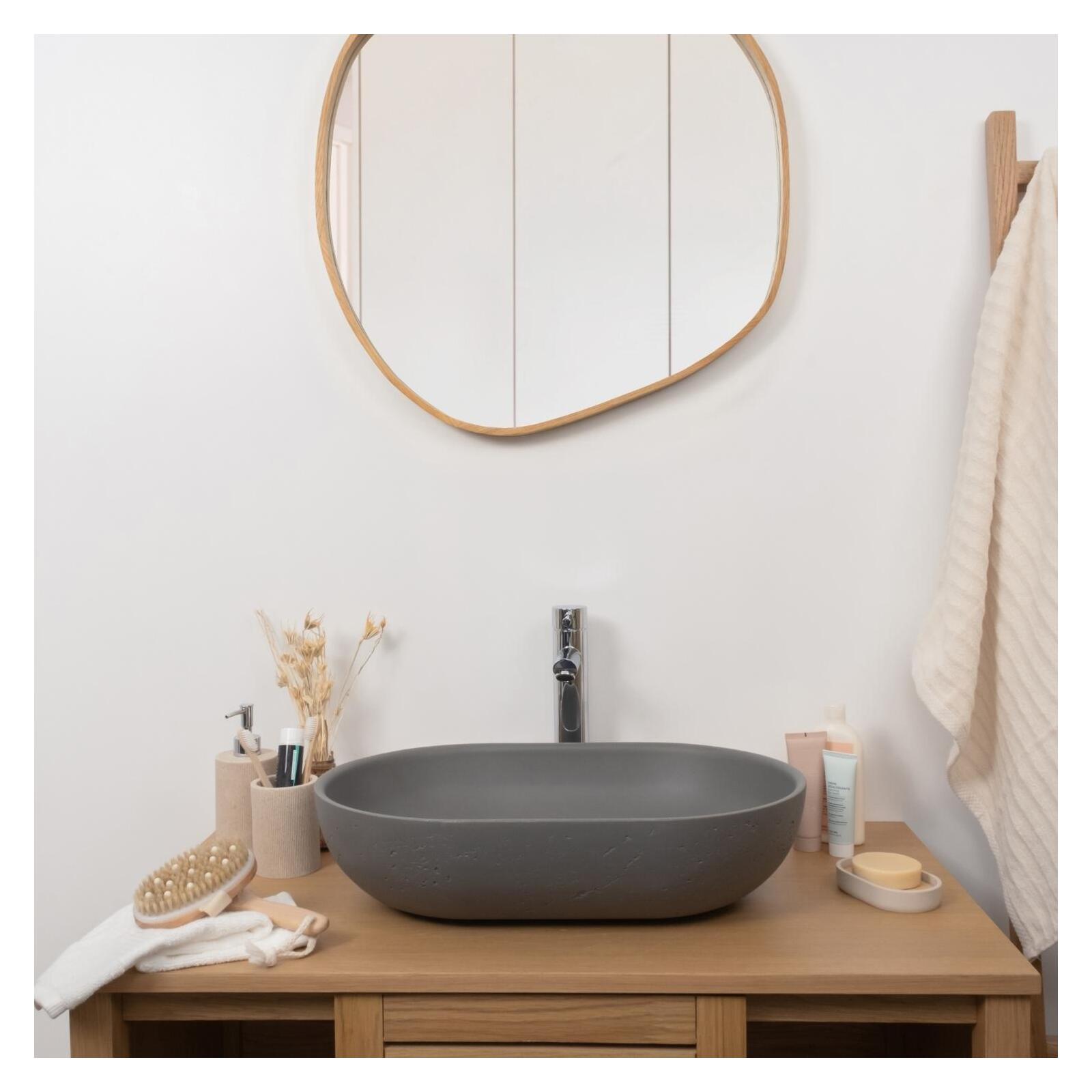 Vasque à poser ovale en béton travertin 53x35cm