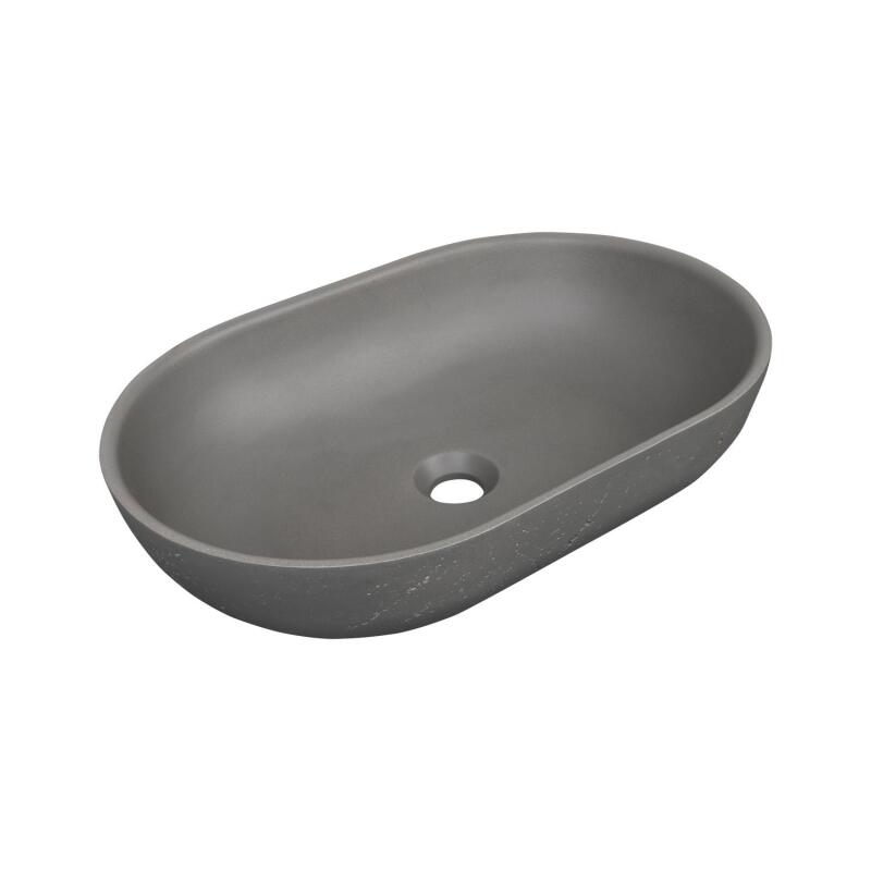 Vasque à poser ovale en béton travertin 53x35cm