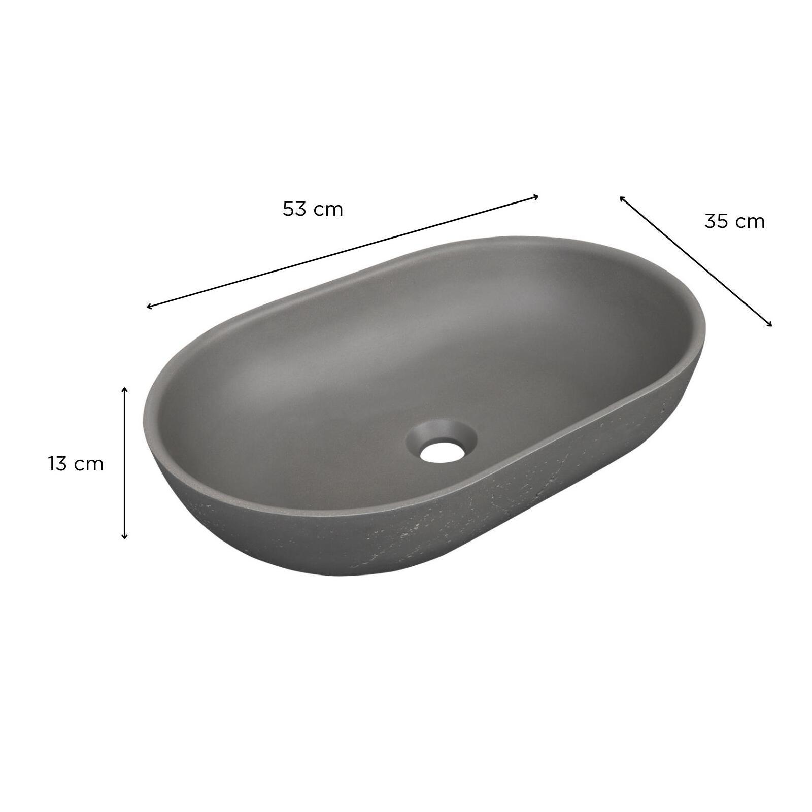 Vasque à poser ovale en béton travertin 53x35cm