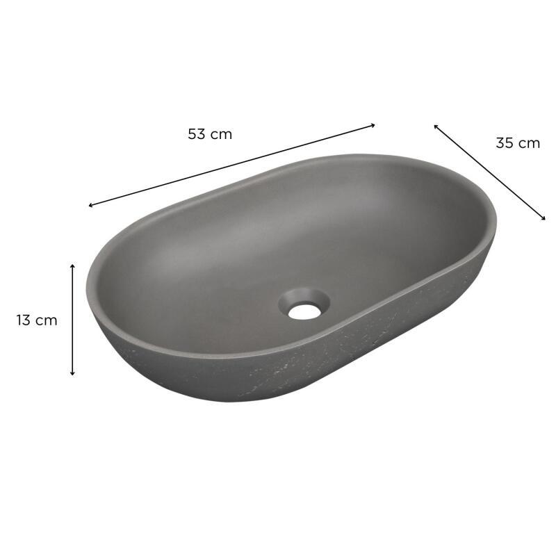 Vasque à poser ovale en béton travertin 53x35cm