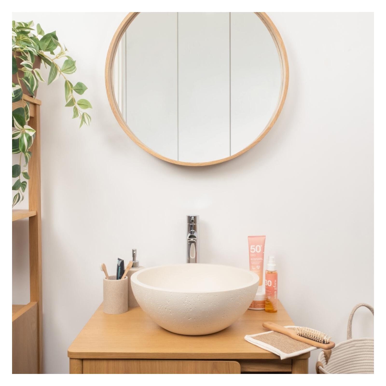 Vasque à poser bol en béton travertin 36,2cm Vasque à poser bol en béton travertin 36,2cm