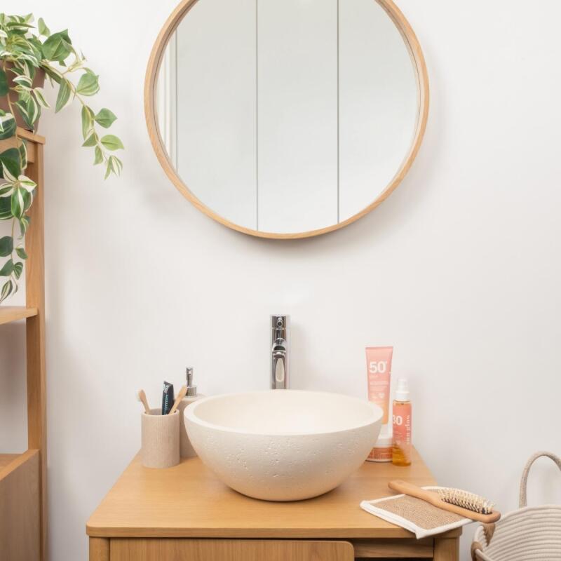 Vasque à poser bol en béton travertin 36,2cm