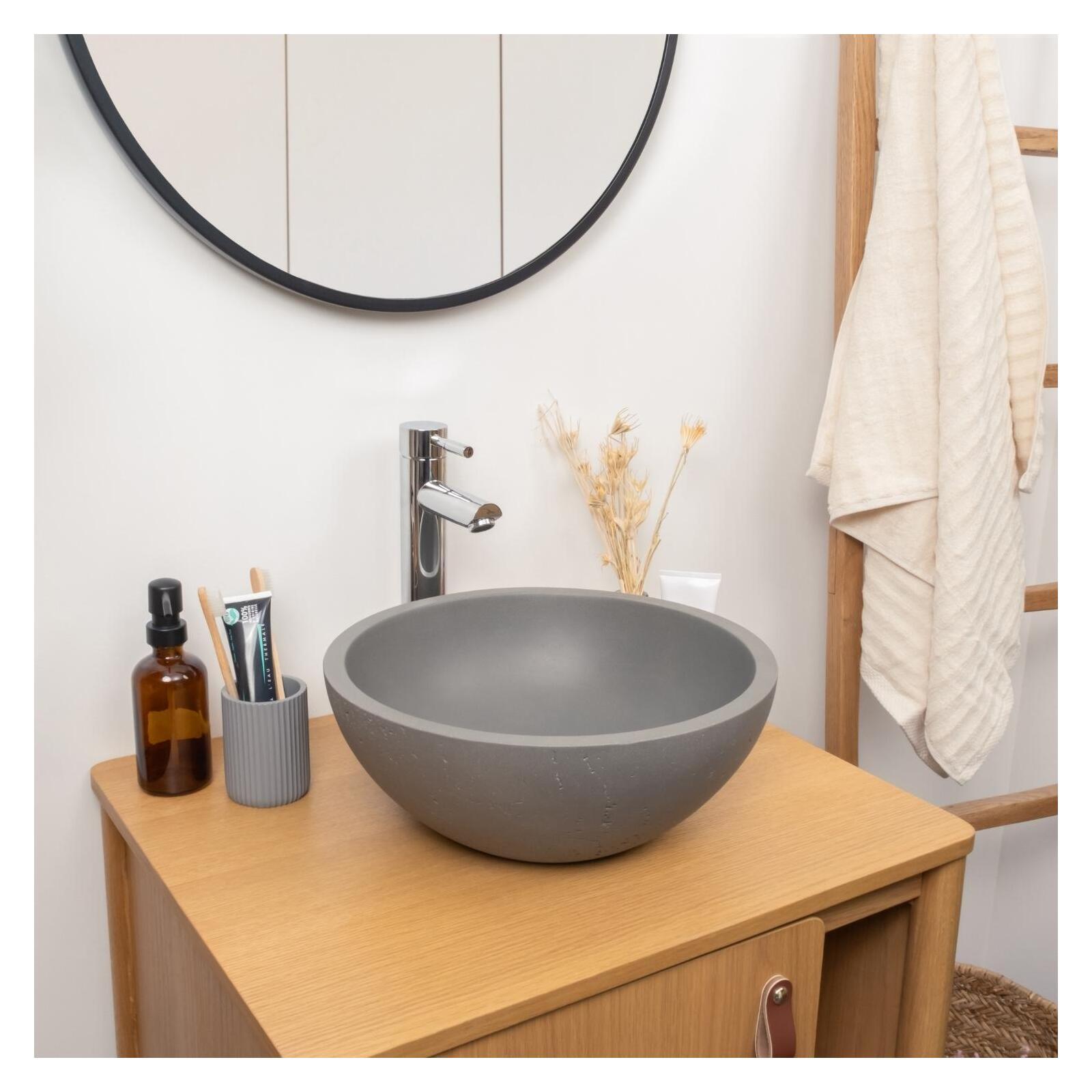 Vasque à poser bol en béton travertin 36,2cm