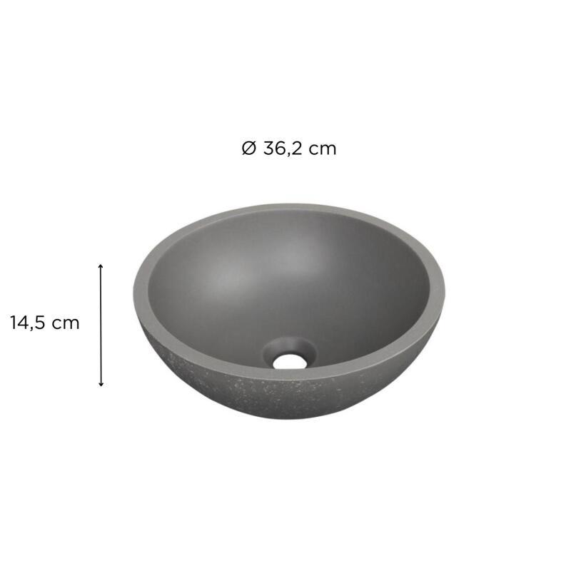 Vasque à poser bol en béton travertin 36,2cm