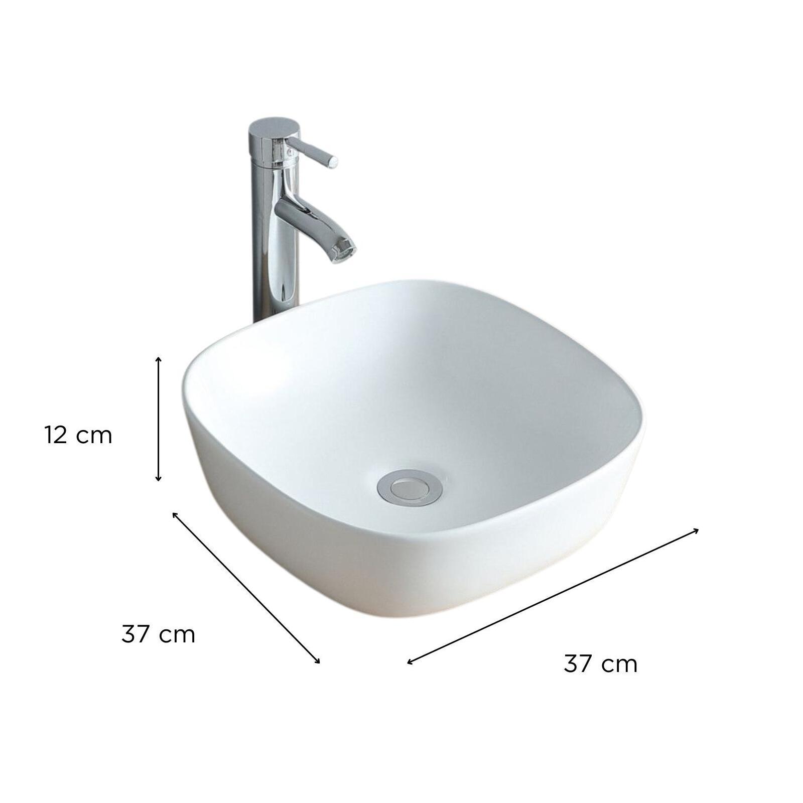 Vasque à poser carrée en céramique 37cm Vasque à poser carrée en céramique 37cm