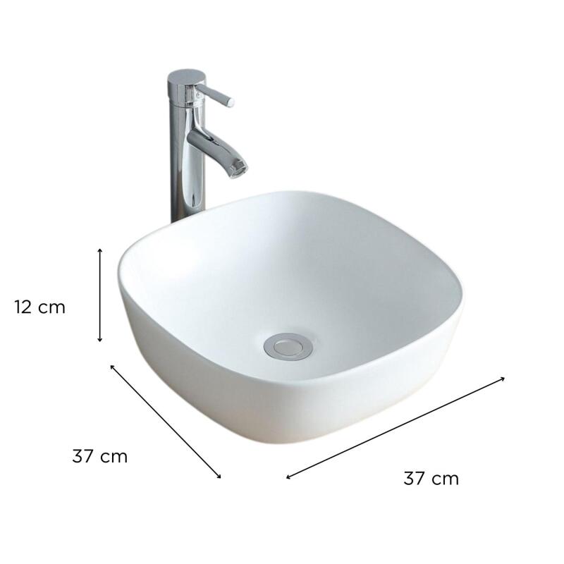 Vasque à poser carrée en céramique 37cm