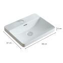 Vasque à encastrer rectangulaire 48x37 + robinet et bonde chromés