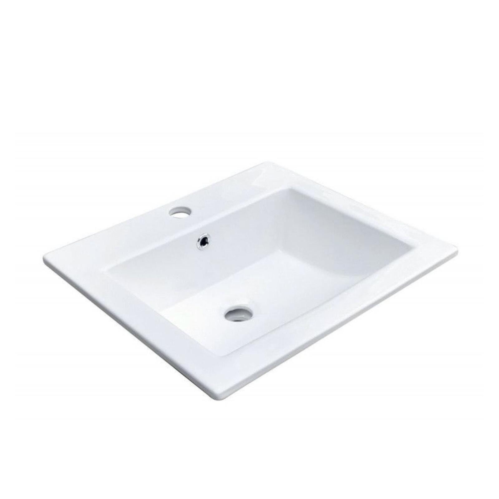 Vasque à encastrer rectangle en céramique blanche 50x43cm Vasque à encastrer rectangle en céramique blanche 50x43cm