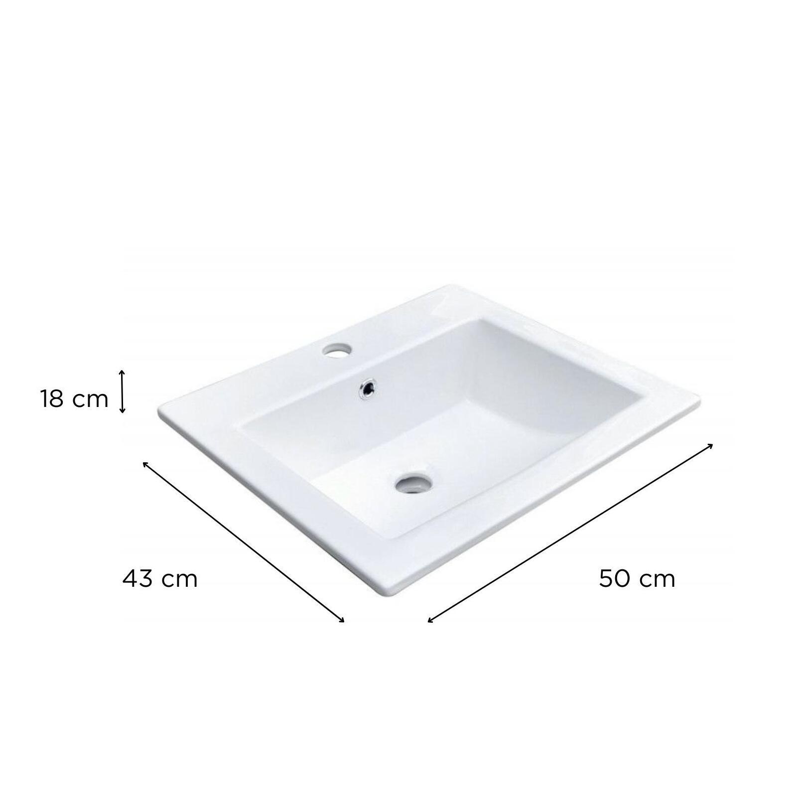 Vasque à encastrer rectangle en céramique blanche 50x43cm Vasque à encastrer rectangle en céramique blanche 50x43cm