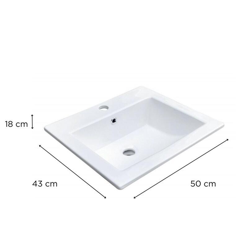 Vasque à encastrer rectangle en céramique blanche 50x43cm