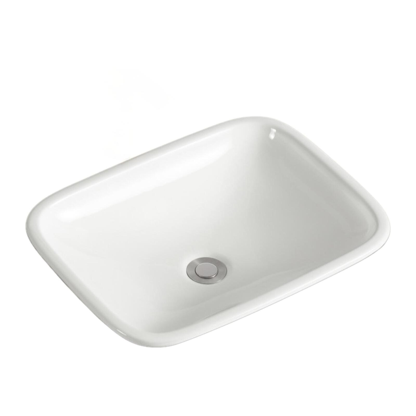 Vasque à encastrer rectangle en céramique blanche 48x37cm