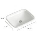 Vasque à encastrer rectangle en céramique blanche 48x37cm
