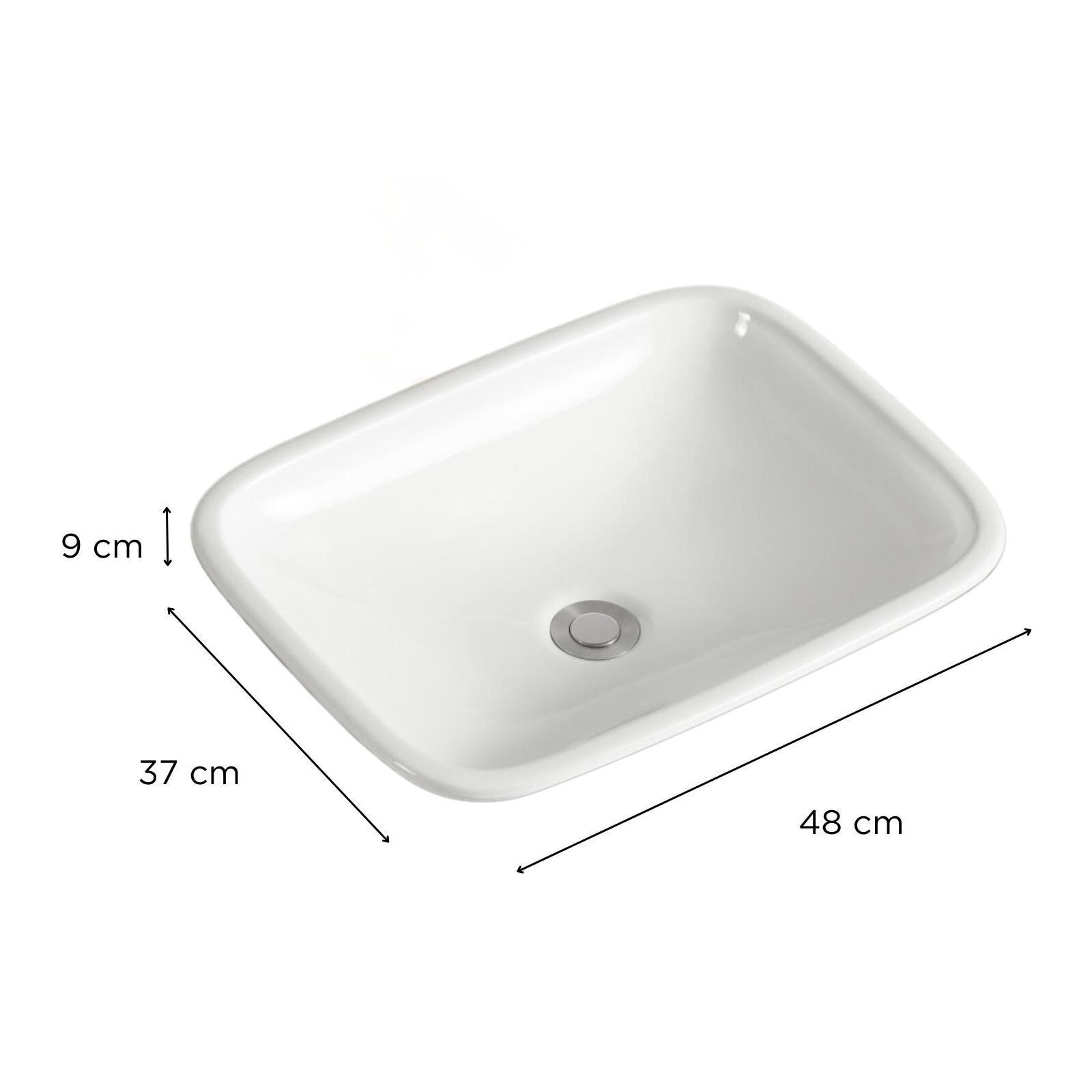 Vasque à encastrer rectangle en céramique blanche 48x37cm