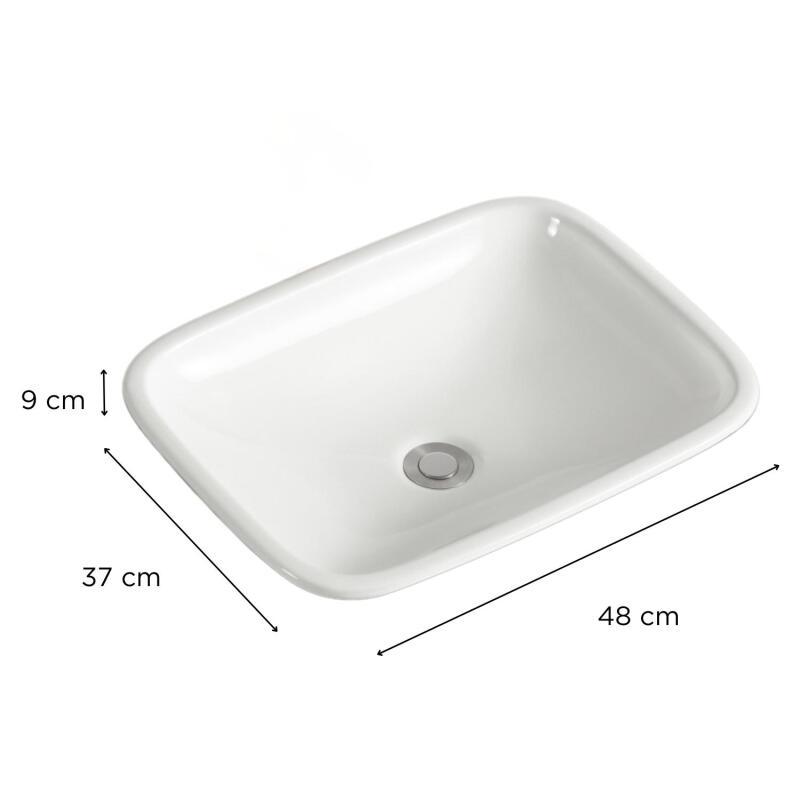 Vasque à encastrer rectangle en céramique blanche 48x37cm