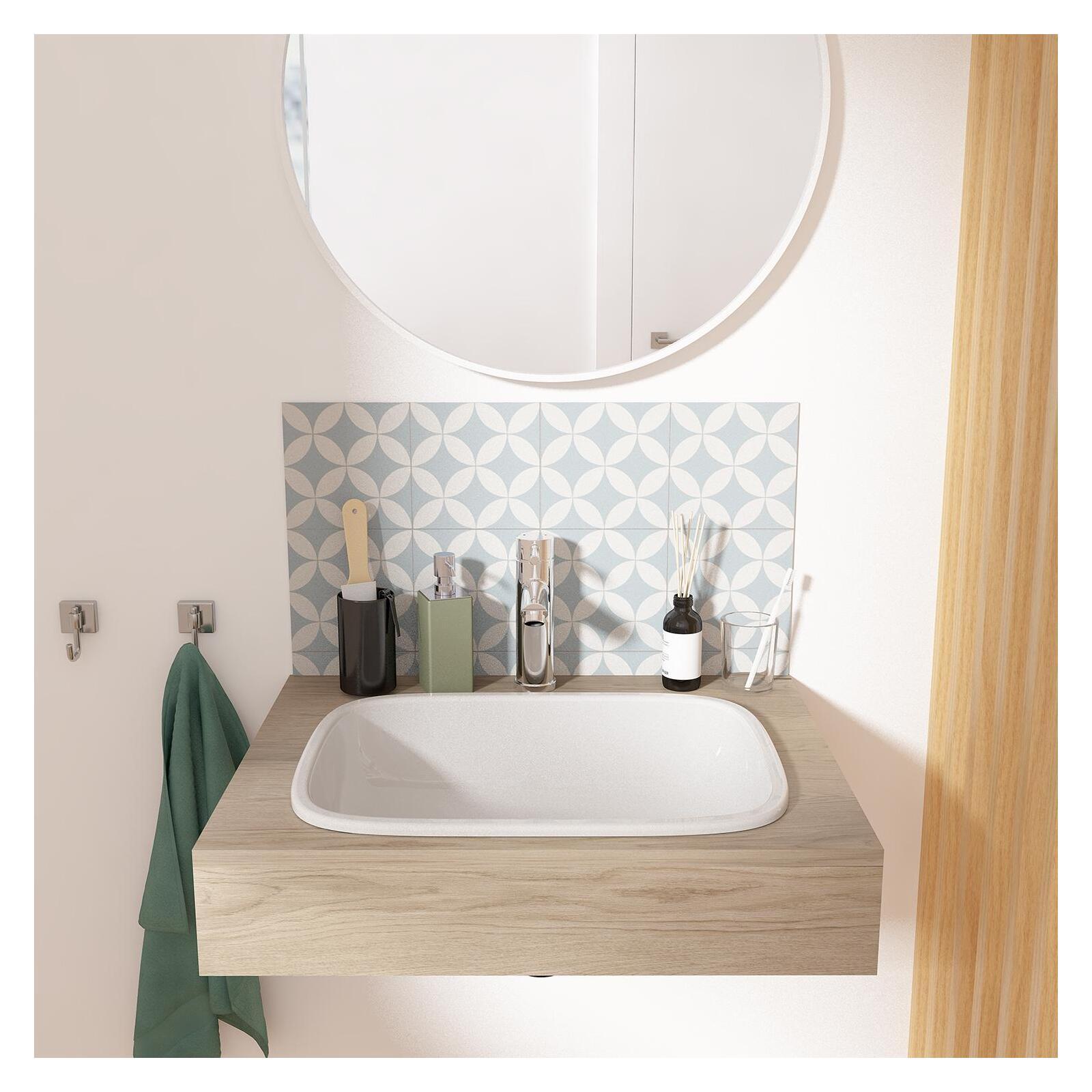 Vasque à encastrer rectangle en céramique blanche 48x37cm