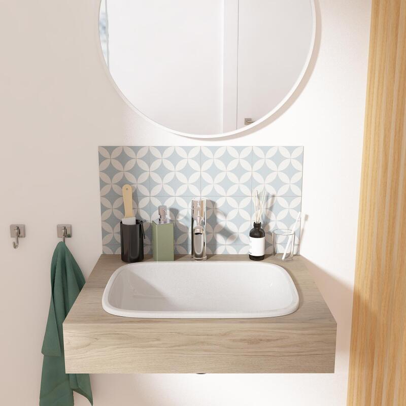 Vasque à encastrer rectangle en céramique blanche 48x37cm