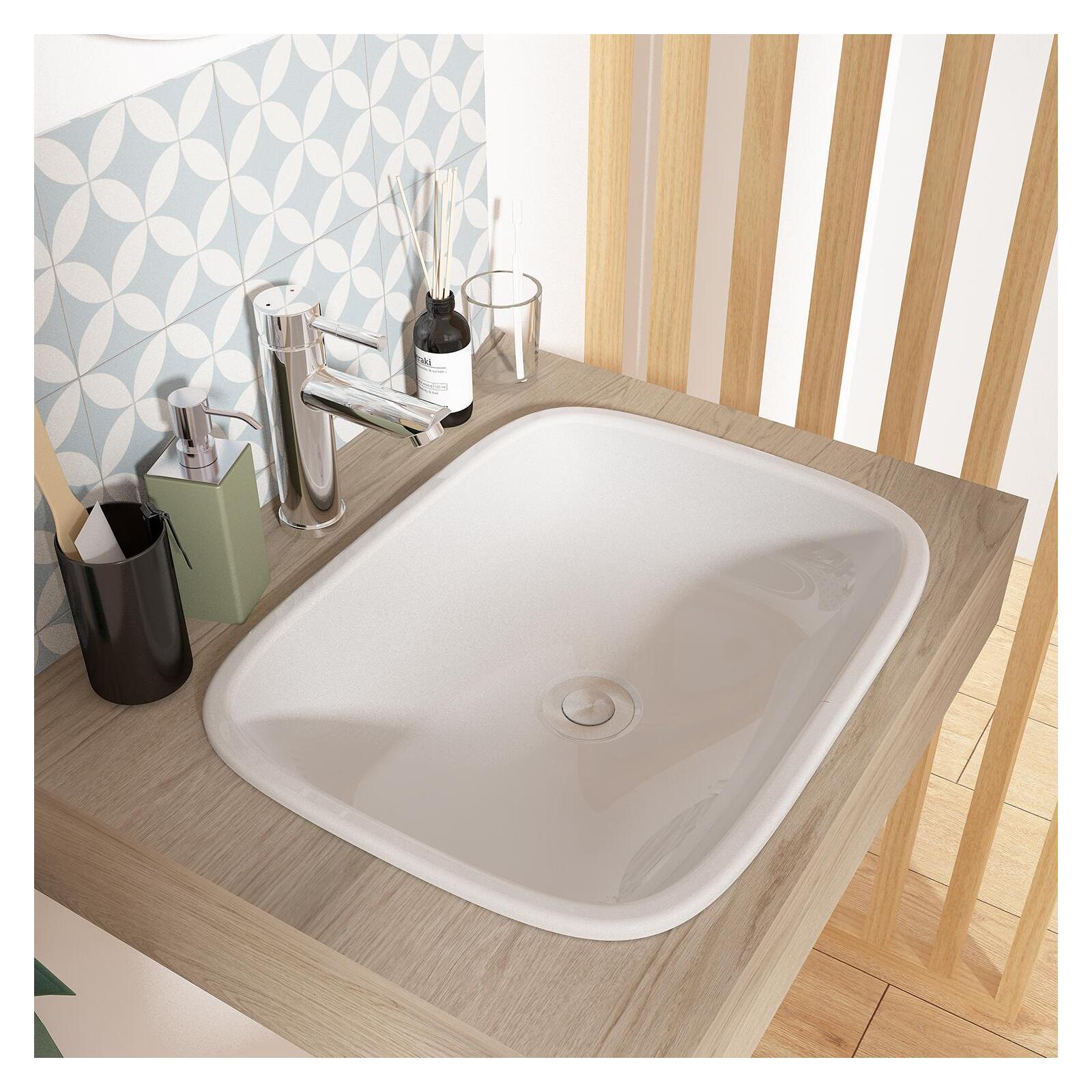 Vasque à encastrer rectangle en céramique blanche 48x37cm