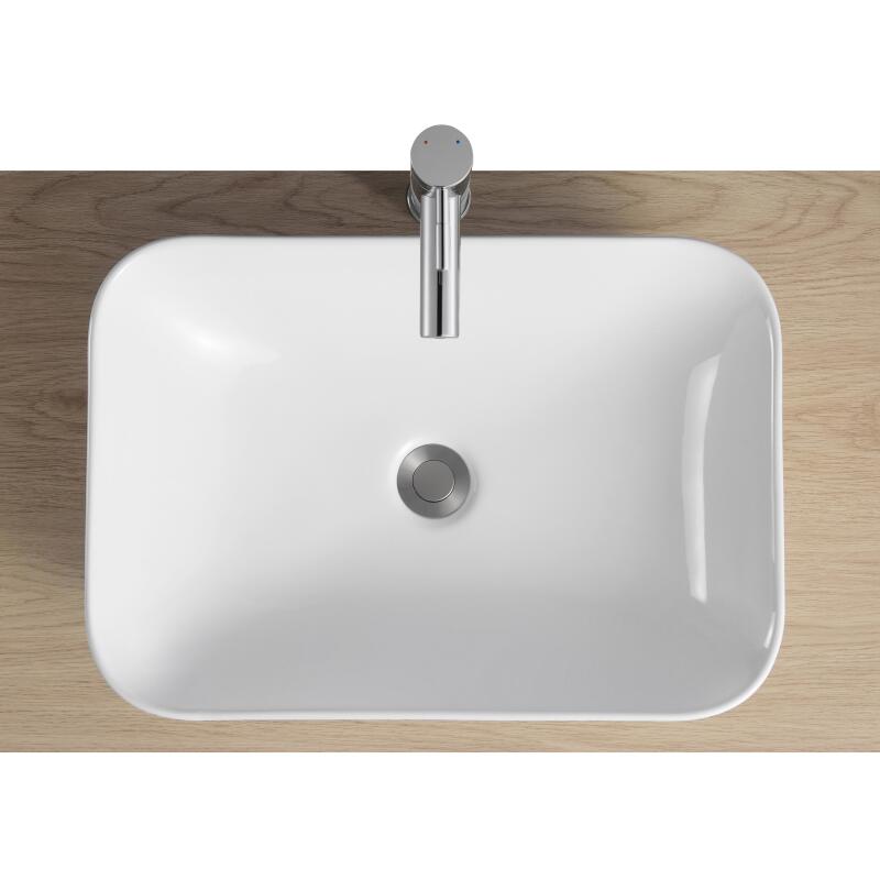 Vasque à encastrer rectangle en céramique blanche 53x37cm