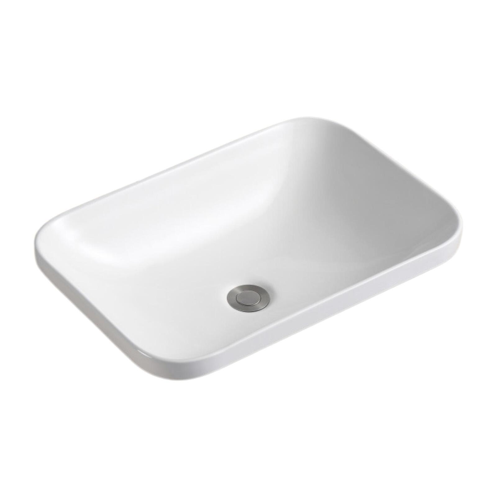Vasque à encastrer rectangle en céramique blanche 53x37cm