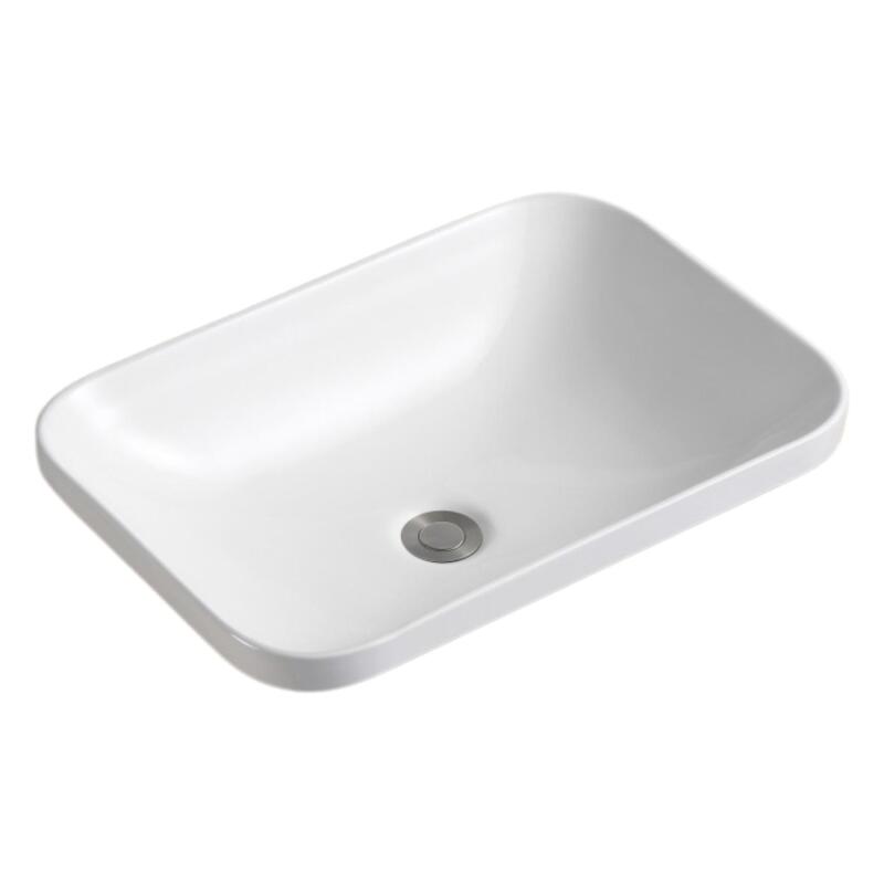 Vasque à encastrer rectangle en céramique blanche 53x37cm